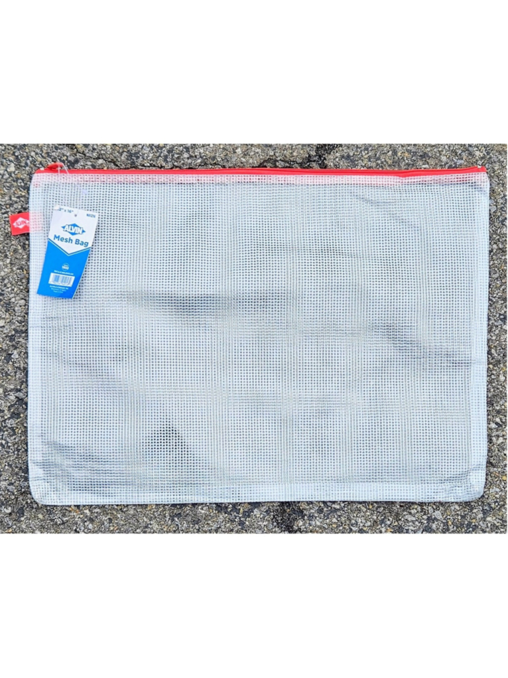 Alvin NB1216 PVC Mesh Pouch Bag Organizer with Zipper Clear & Red 12" x 16" NWT - Picture 4 of 5